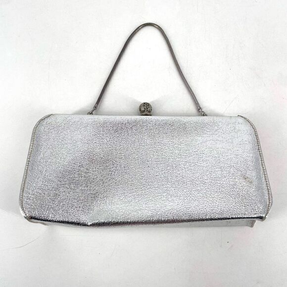 Vintage Rulo Creations Women's Shimmer Clutch Handbag Evening Bag‎ Silver Small - Picture 2 of 15